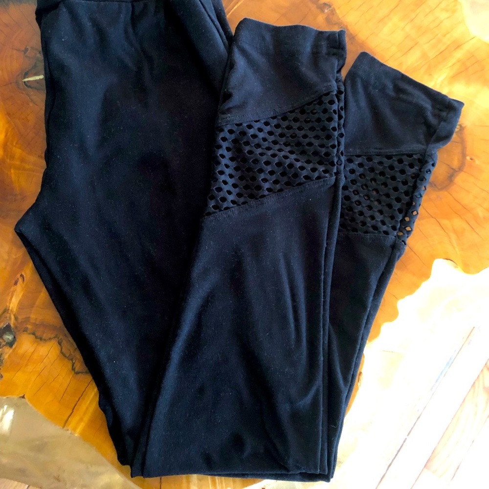 Black leggings with calf cut outs
